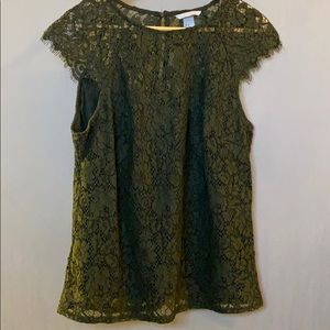 Sheer floral navy blouse